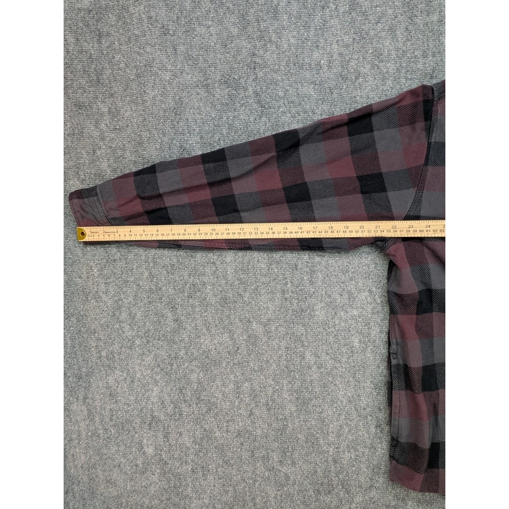 Orvis Mens Shacket XL Flannel Shirt Button Up Plaid Maroon Gray Casual Outdoorsy - Picture 4 of 8